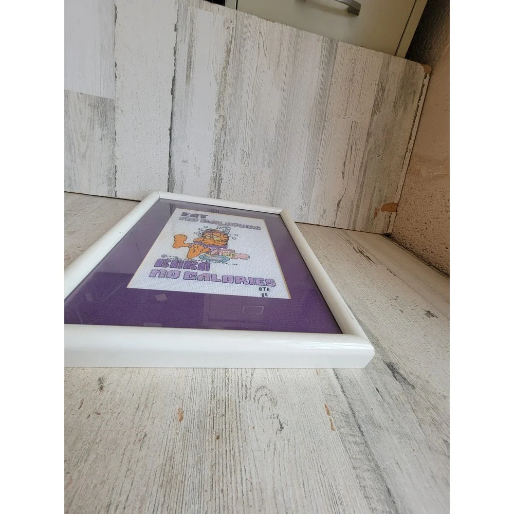 Garfield no calories for no calories praying vintage cross stitch home decor